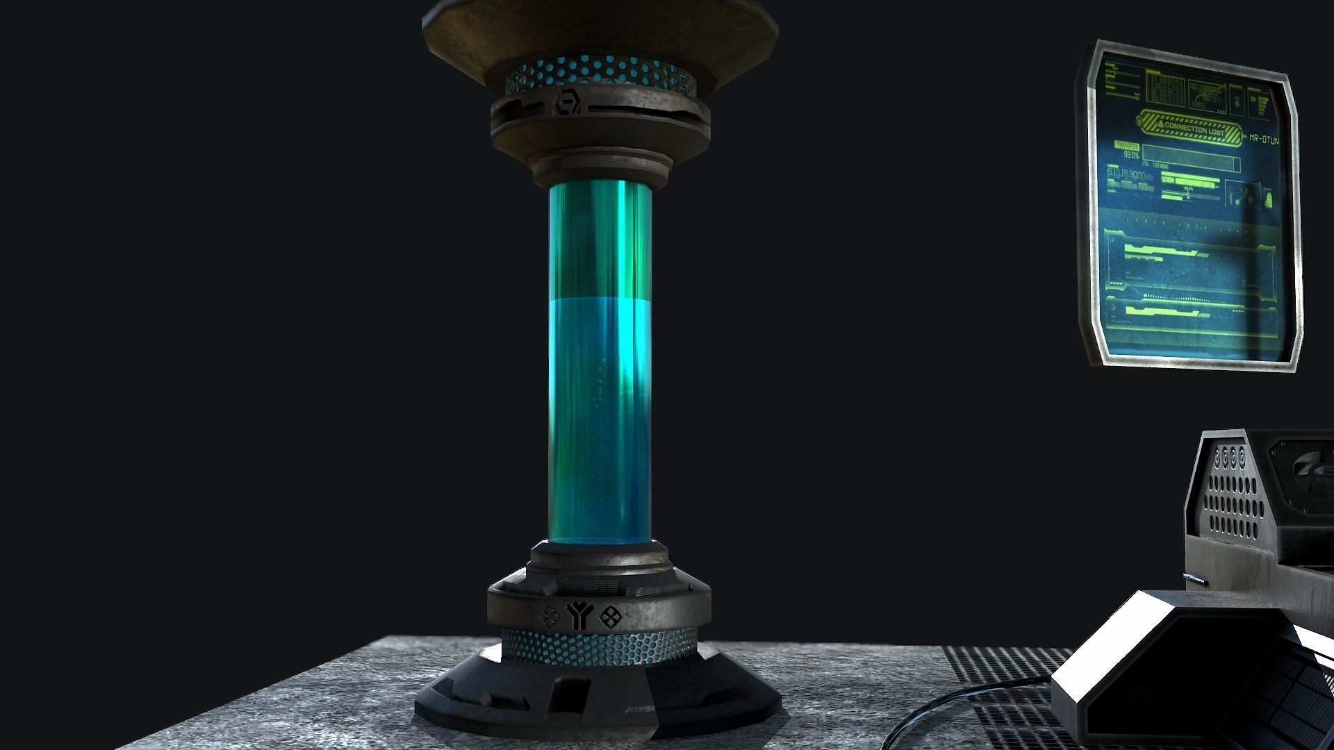 Sci-Fi Console Computer Base 2 Low-poly 3D model_5