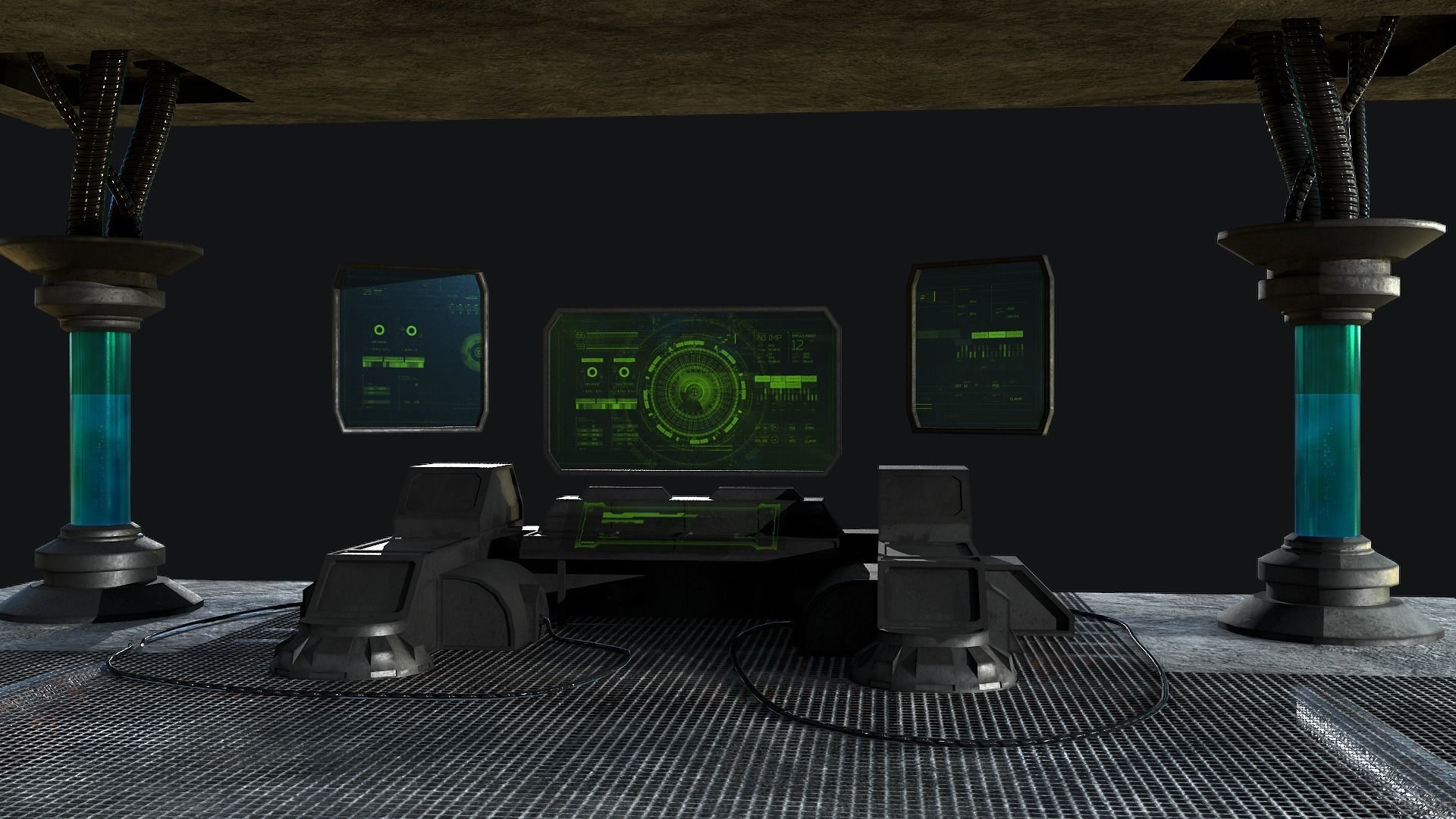 Sci-Fi Console Computer Base 2 Low-poly 3D model_2