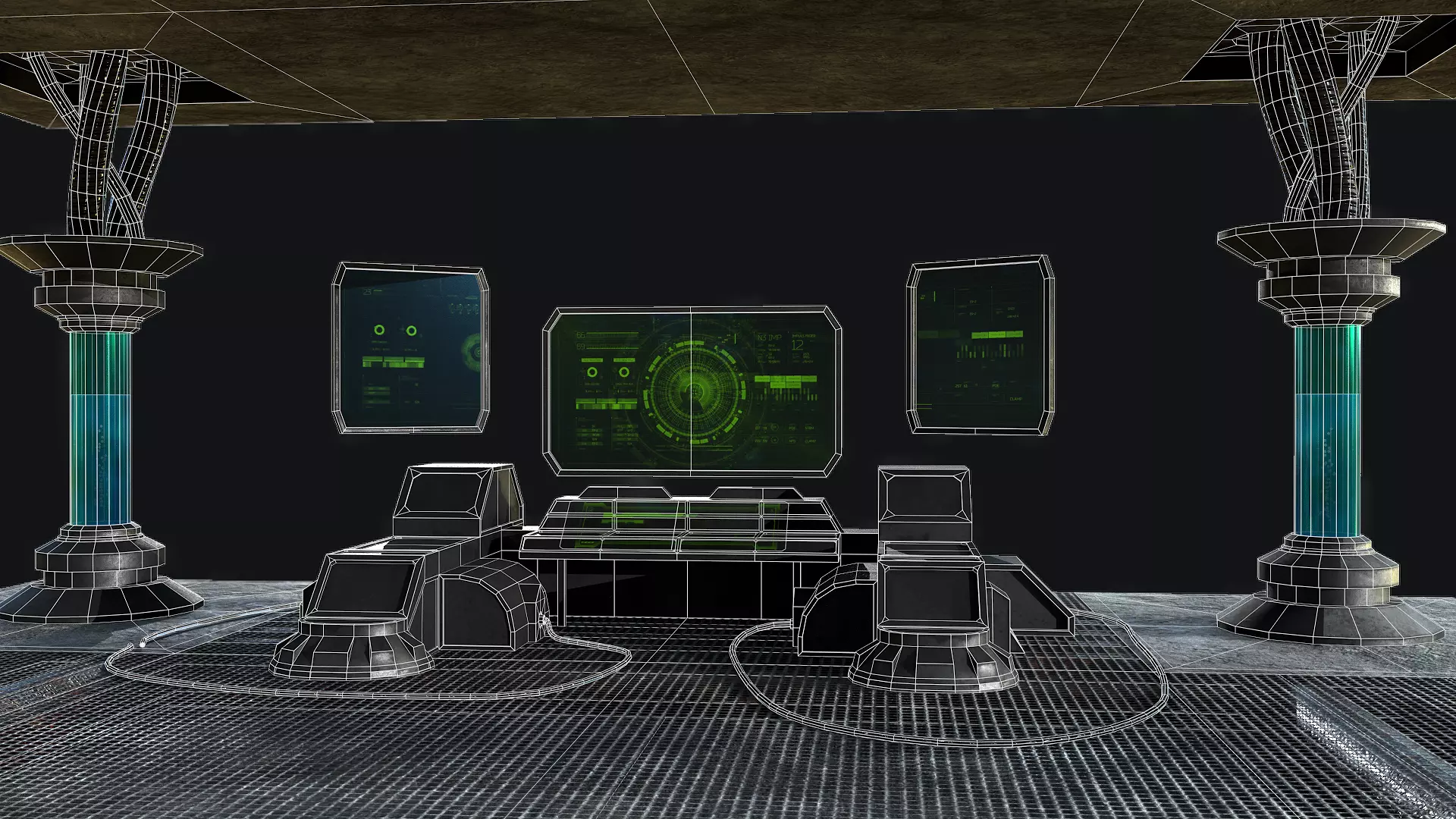 Sci-Fi Console Computer Base 2 Low-poly 3D model_0