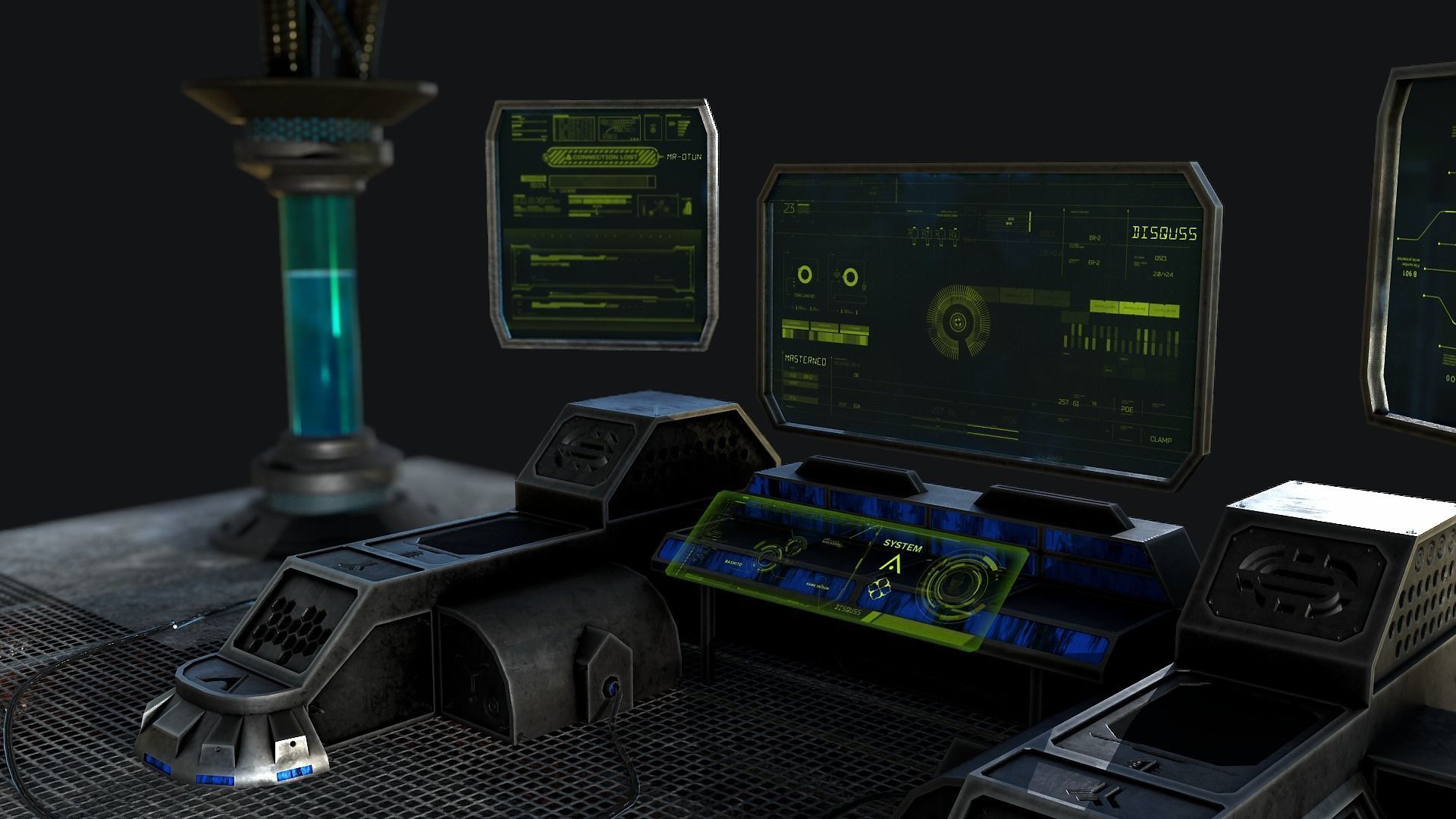 Sci-Fi Console Computer Base 2 Low-poly 3D model_4