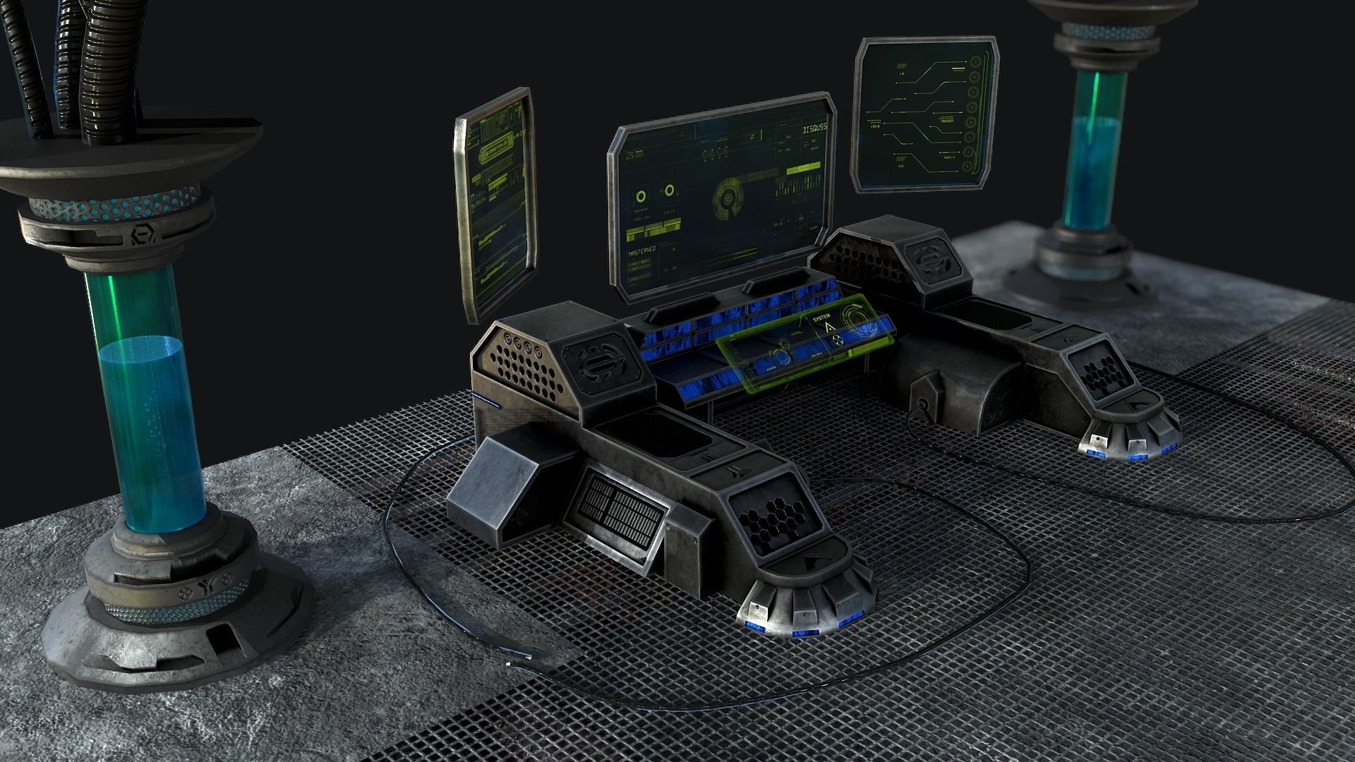 Sci-Fi Console Computer Base 2 Low-poly 3D model_9
