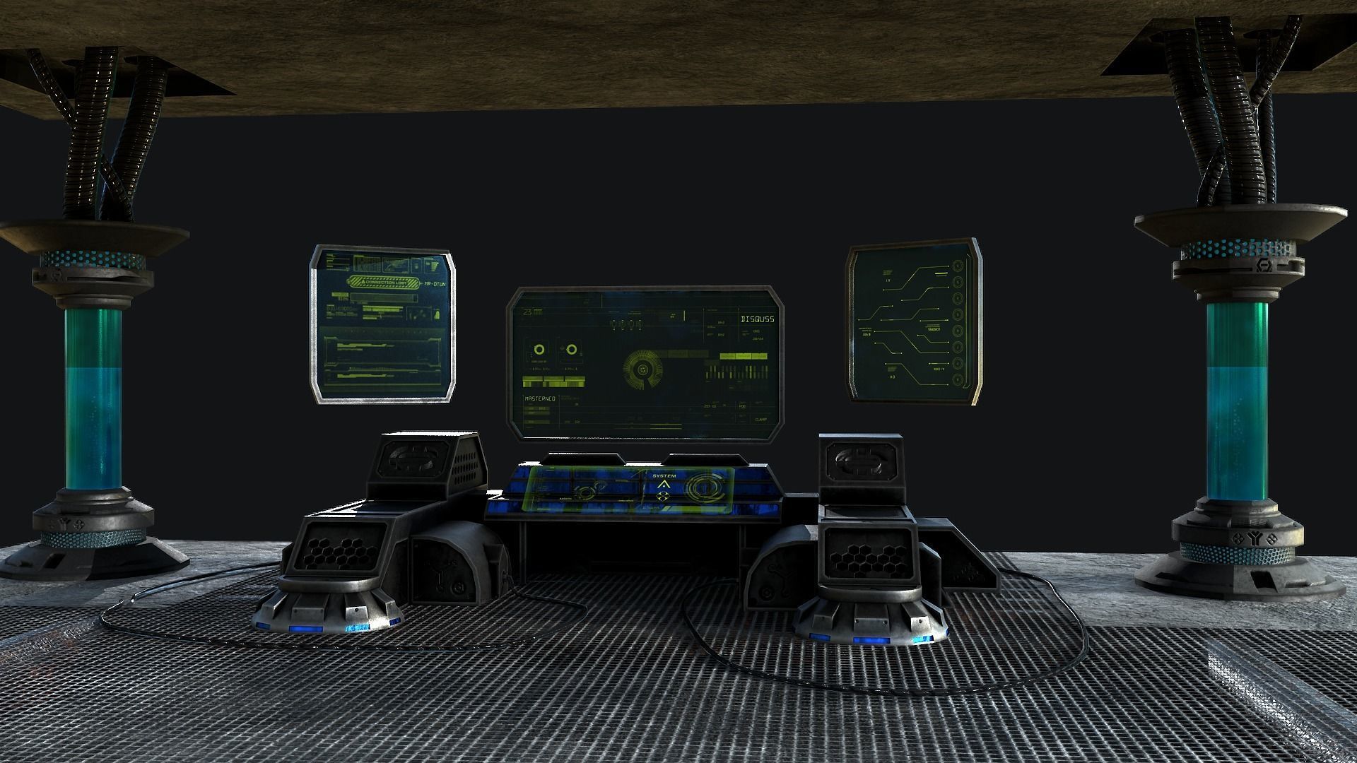 Sci-Fi Console Computer Base 2 Low-poly 3D model_3