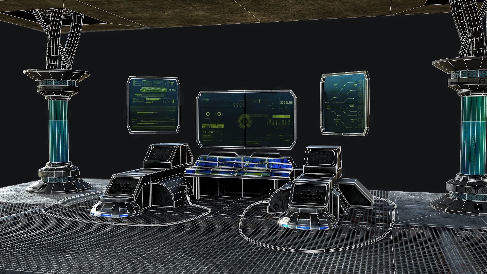 Sci-Fi Console Computer Base 2 Low-poly 3D model_11