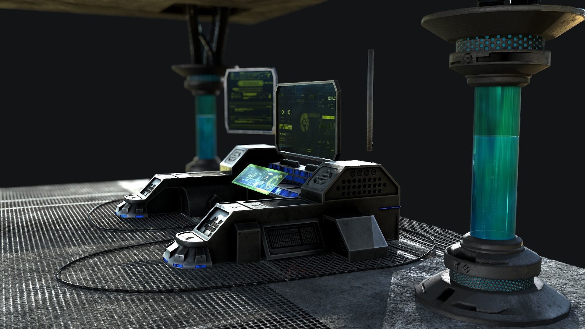 Sci-Fi Console Computer Base 2 Low-poly 3D model_8