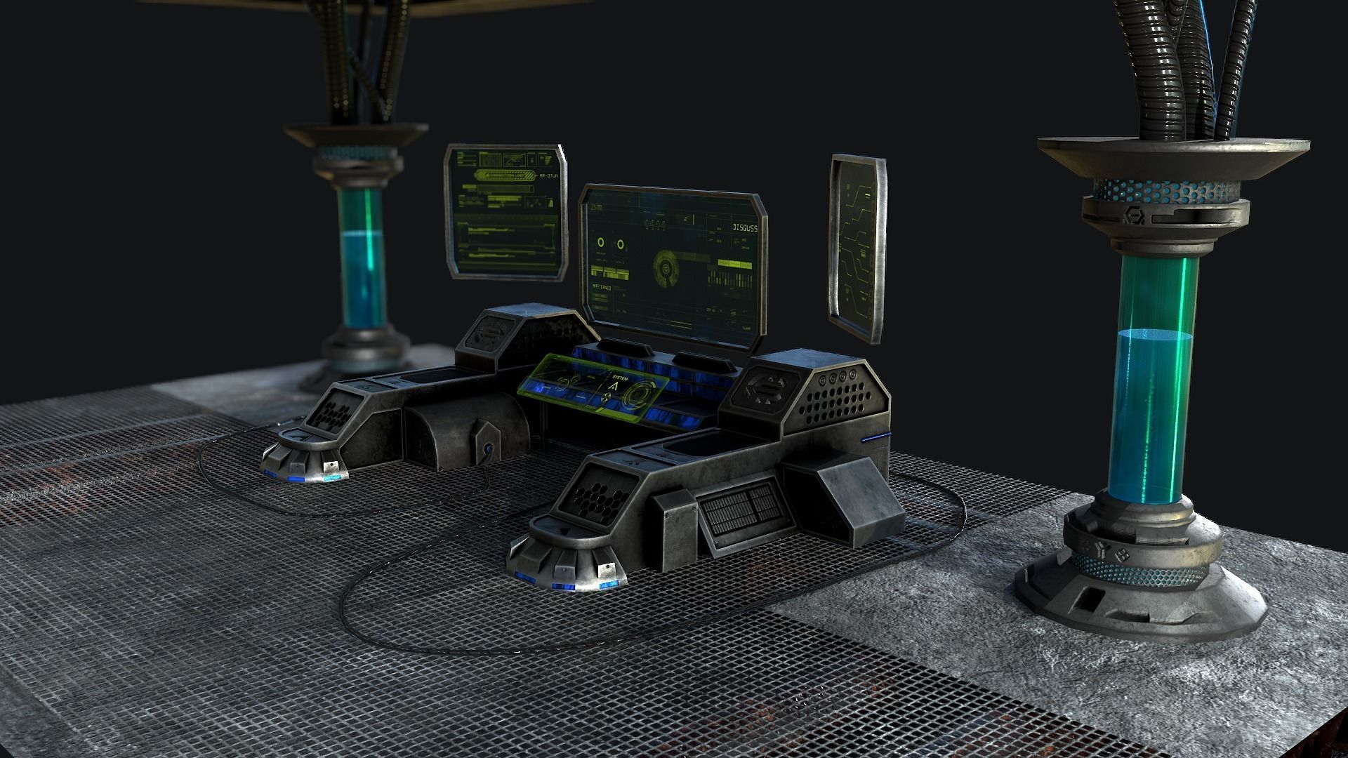 Sci-Fi Console Computer Base 2 Low-poly 3D model_6