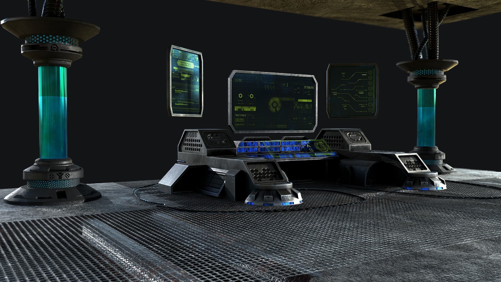 Sci-Fi Console Computer Base 2 Low-poly 3D model_7