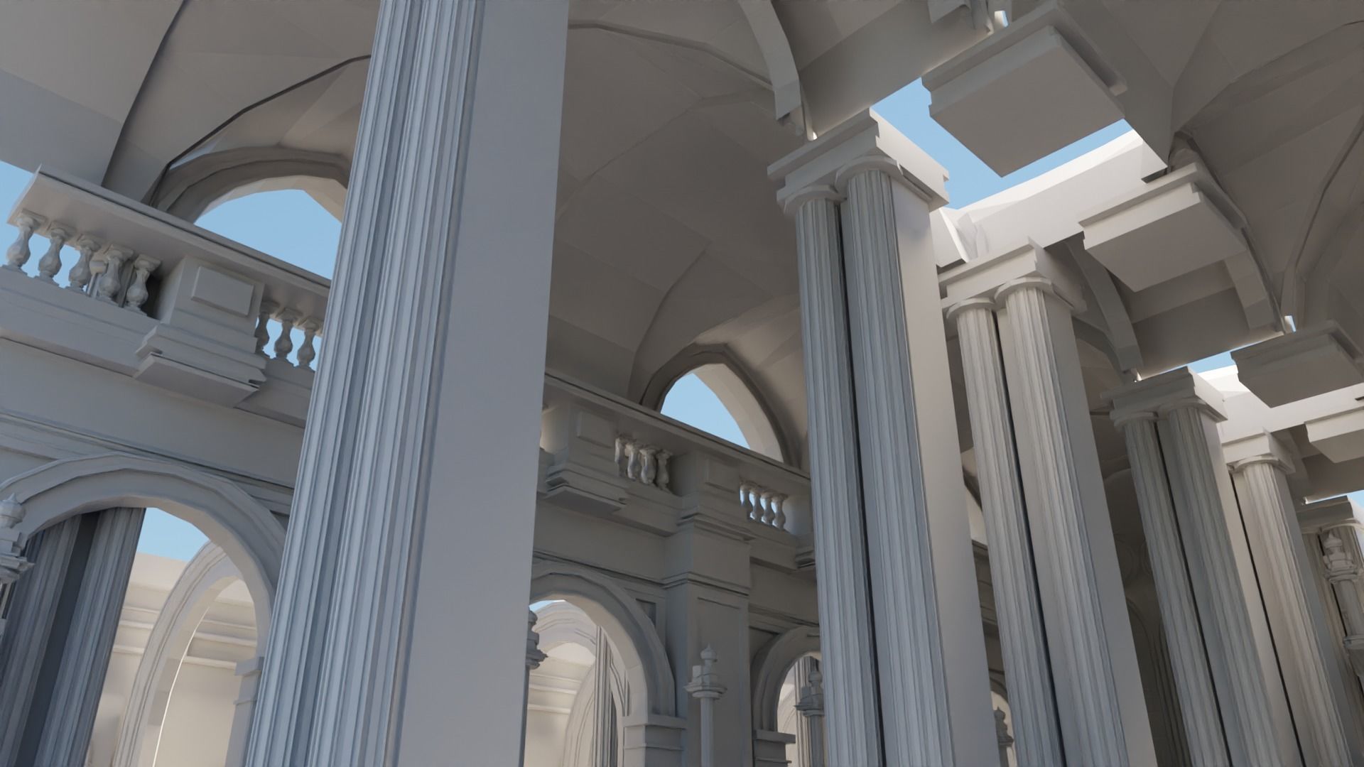 medieval palace Low-poly 3D model_5