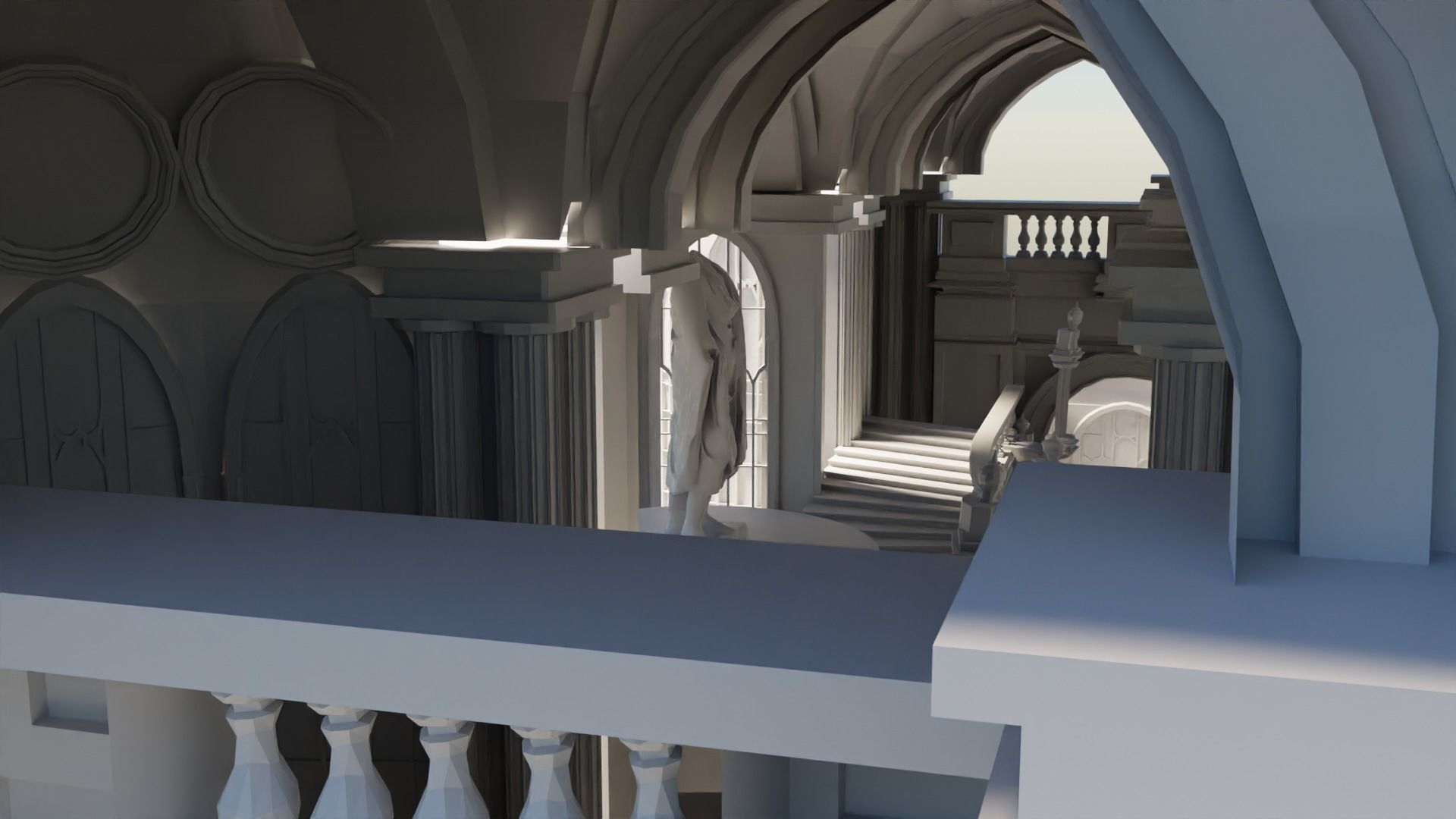 medieval palace Low-poly 3D model_4