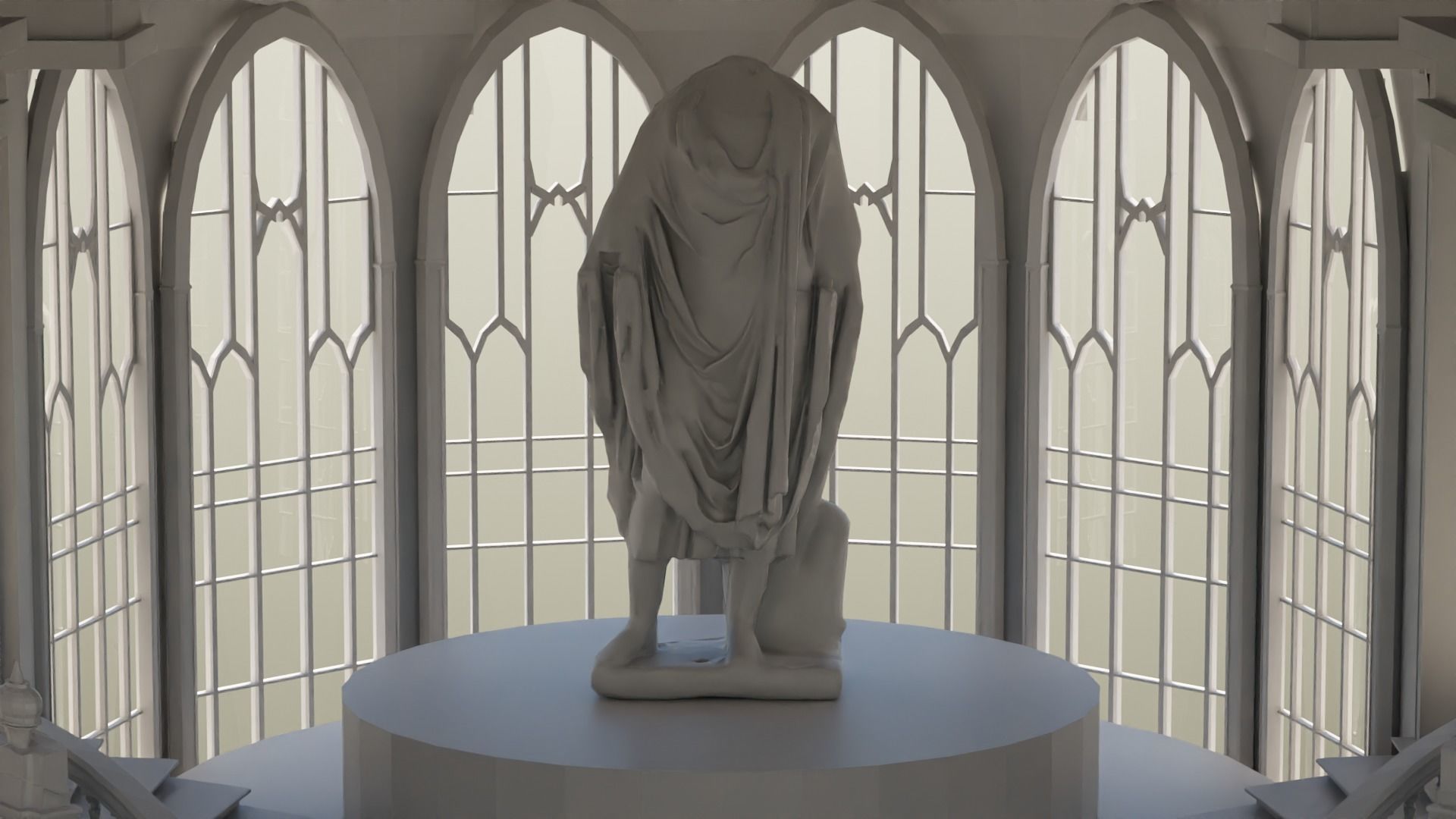 medieval palace Low-poly 3D model_3