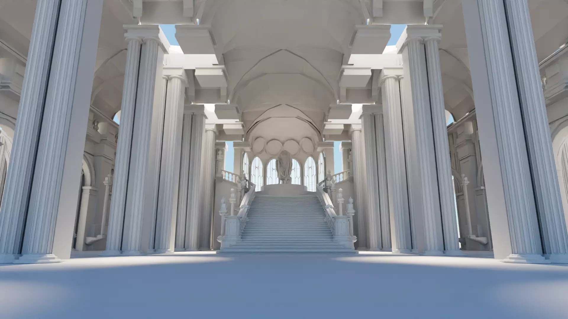 medieval palace Low-poly 3D model_0