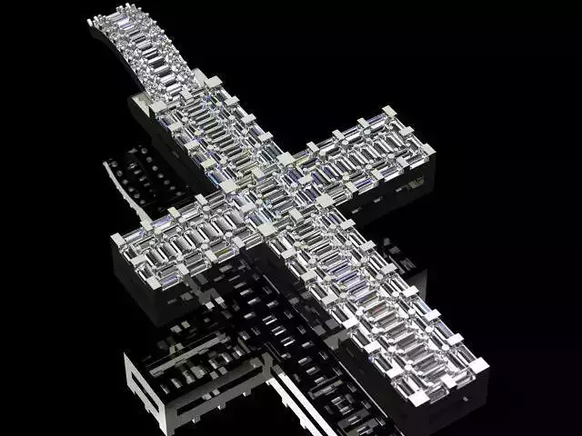 Cross Pendant with Baguette Diamonds