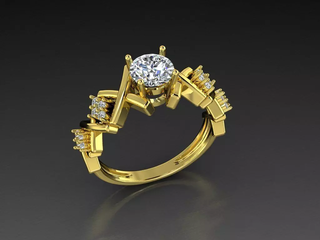 Diamond Jewelry Female Ring 3D print model 3D print model_0