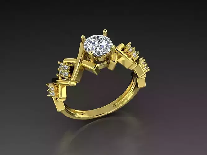 Diamond Jewelry Female Ring 3D print model 3D print model