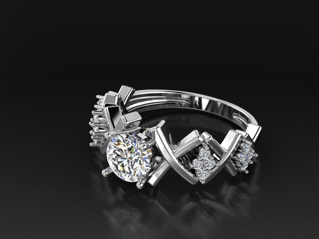 Diamond Jewelry Female Ring 3D print model 3D print model_2