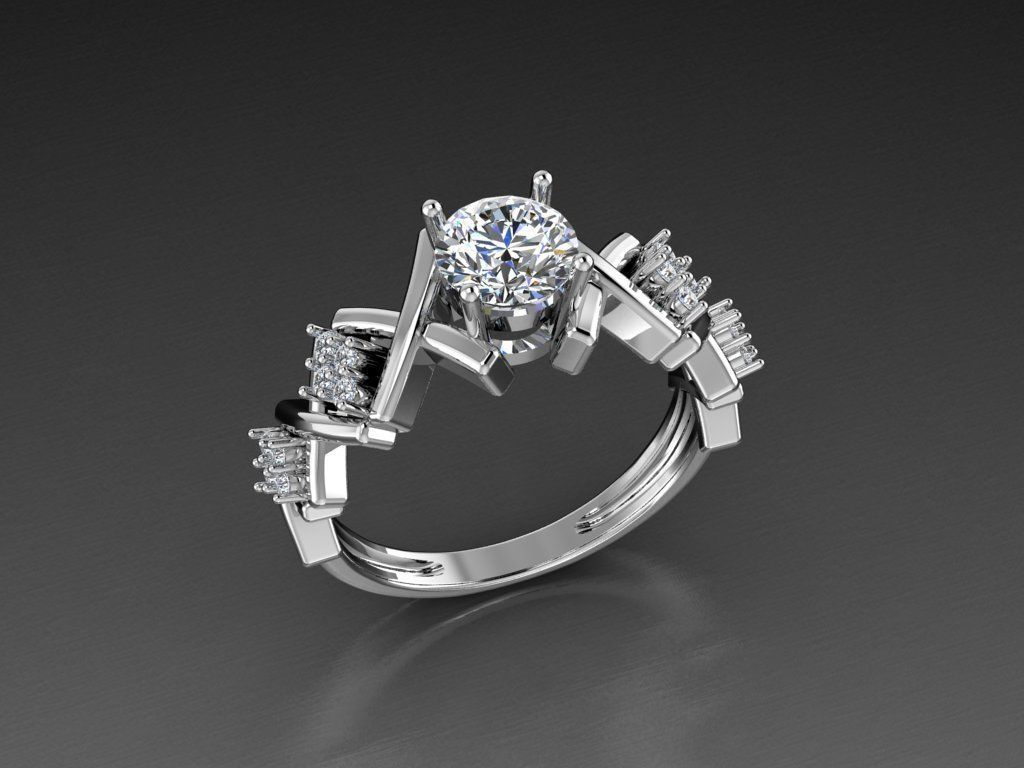 Diamond Jewelry Female Ring 3D print model 3D print model_10