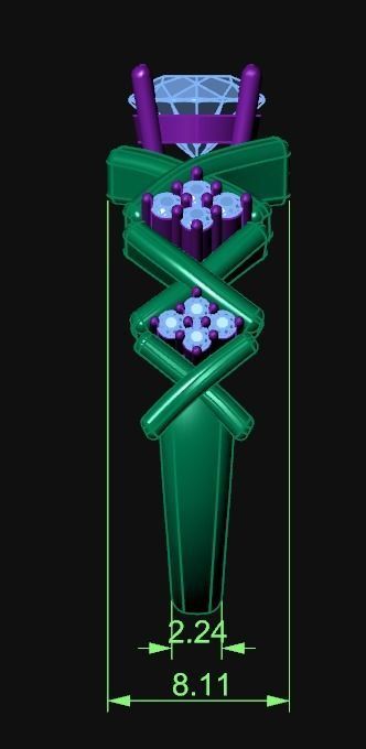 Diamond Jewelry Female Ring 3D print model 3D print model_6