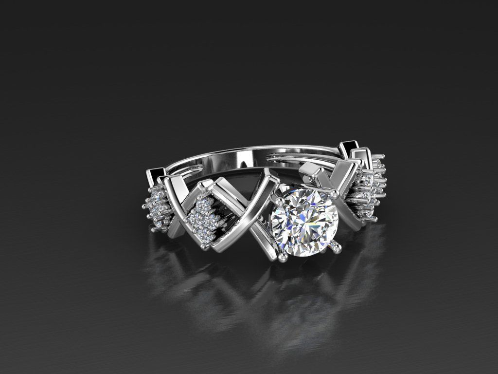 Diamond Jewelry Female Ring 3D print model 3D print model_11