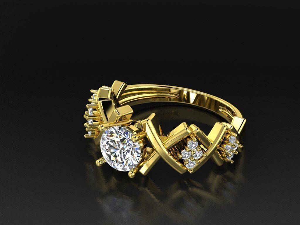 Diamond Jewelry Female Ring 3D print model 3D print model_13