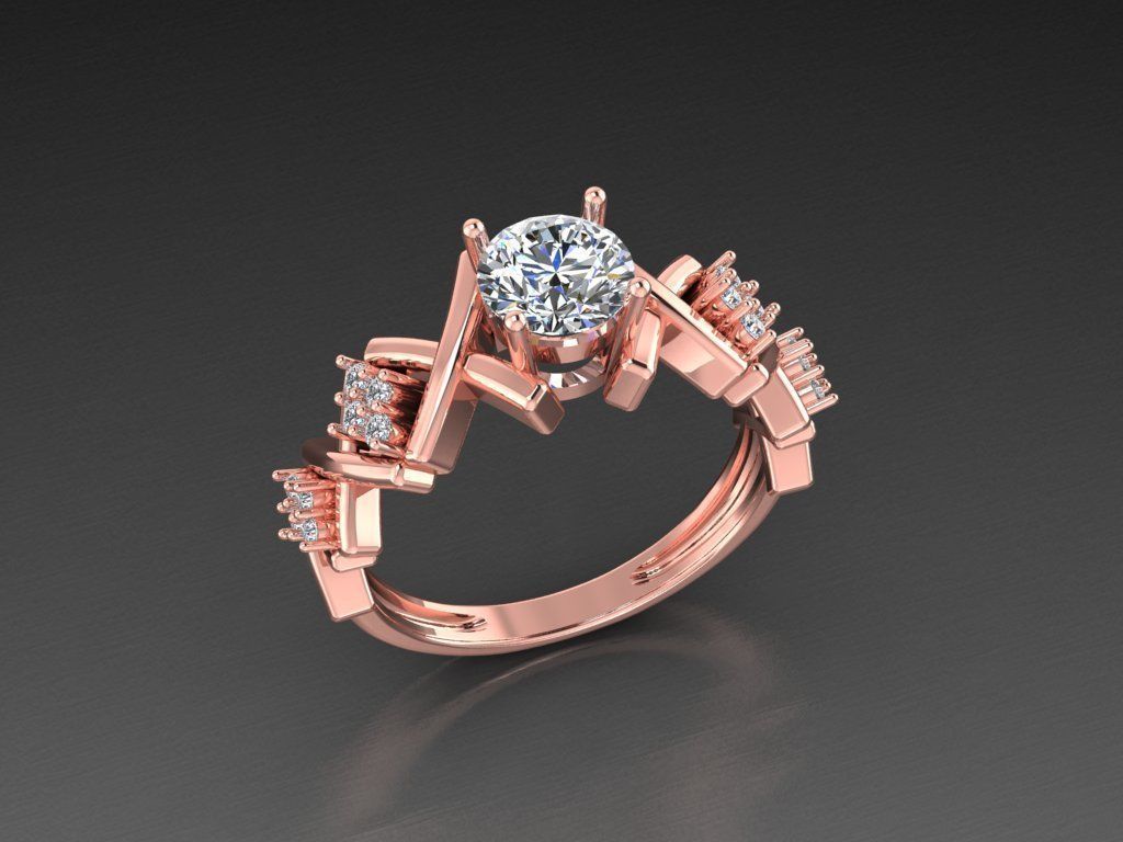 Diamond Jewelry Female Ring 3D print model 3D print model_8