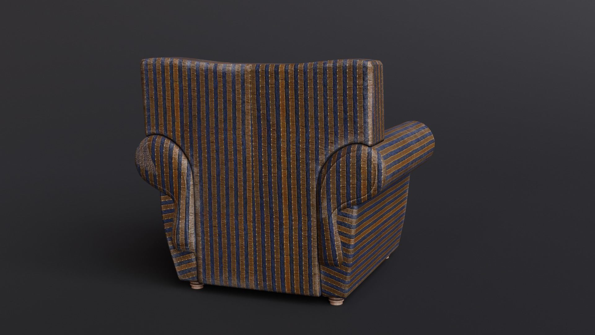Old Fabric Armchair with Pillows Low-poly 3D model_3