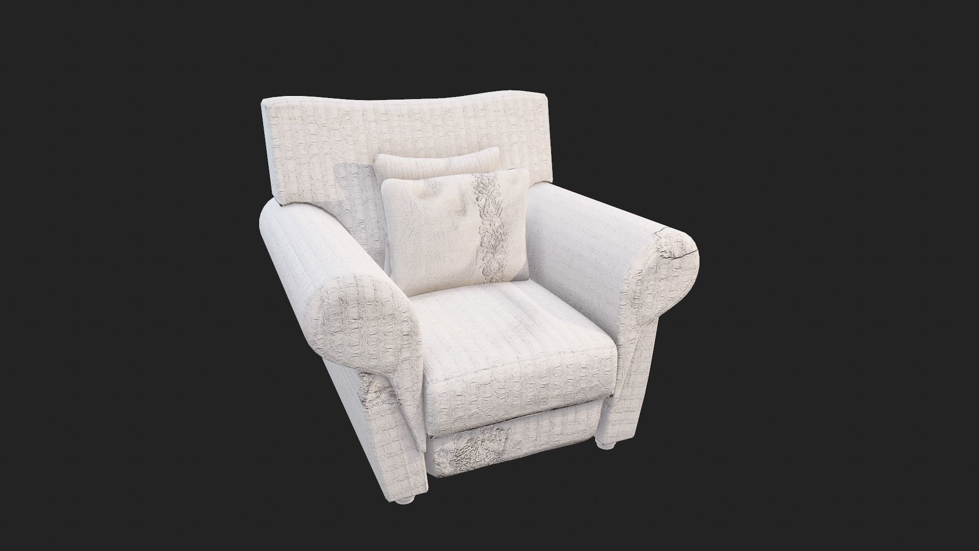 Old Fabric Armchair with Pillows Low-poly 3D model_10
