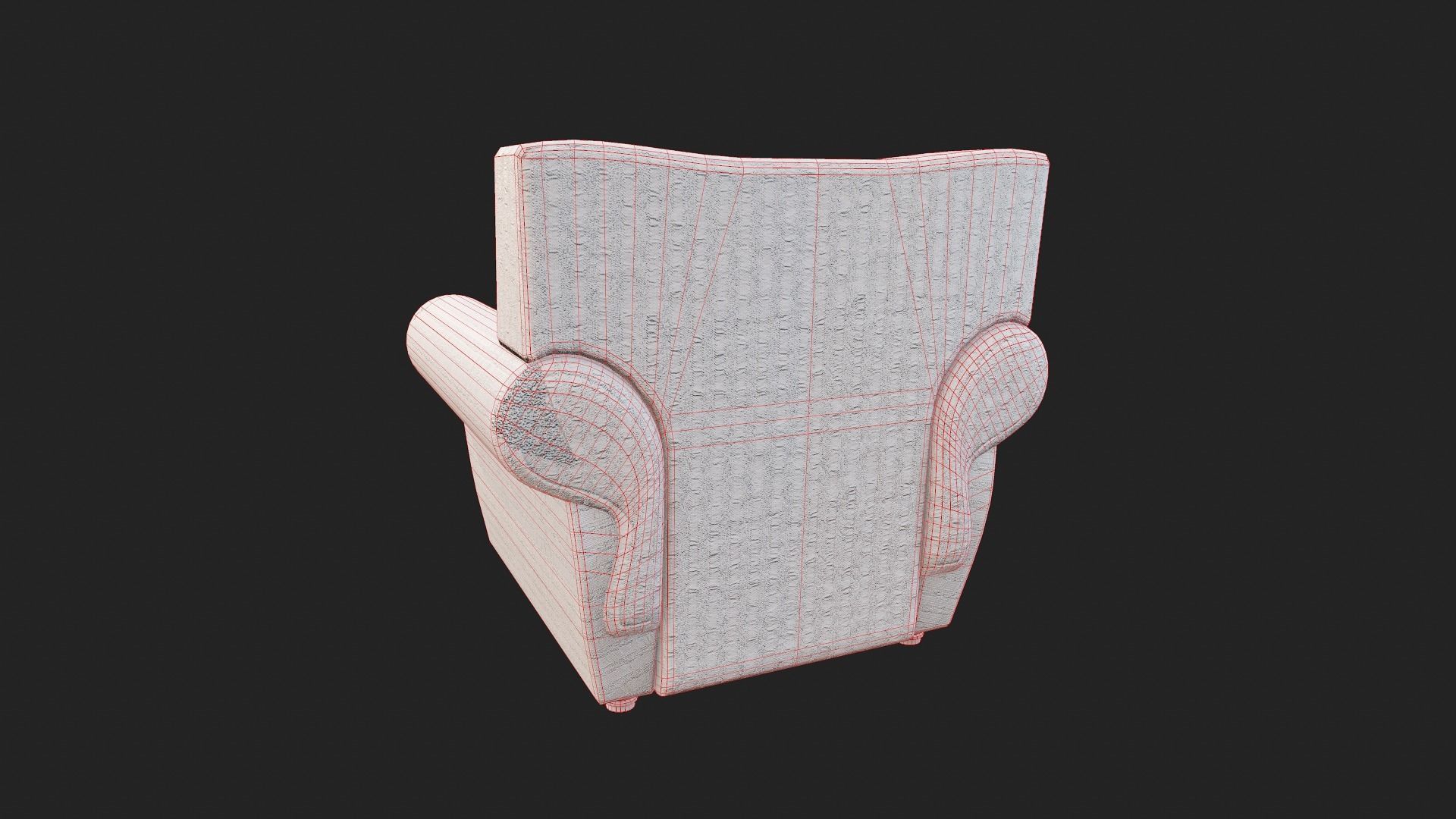 Old Fabric Armchair with Pillows Low-poly 3D model_13
