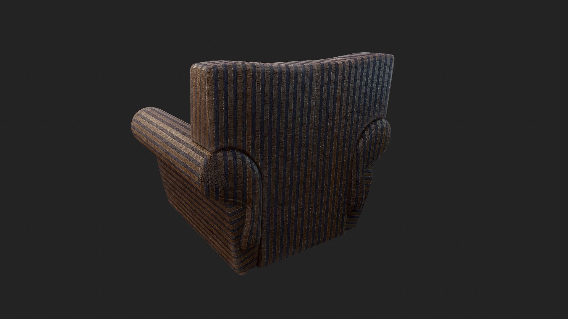 Old Fabric Armchair with Pillows Low-poly 3D model_8