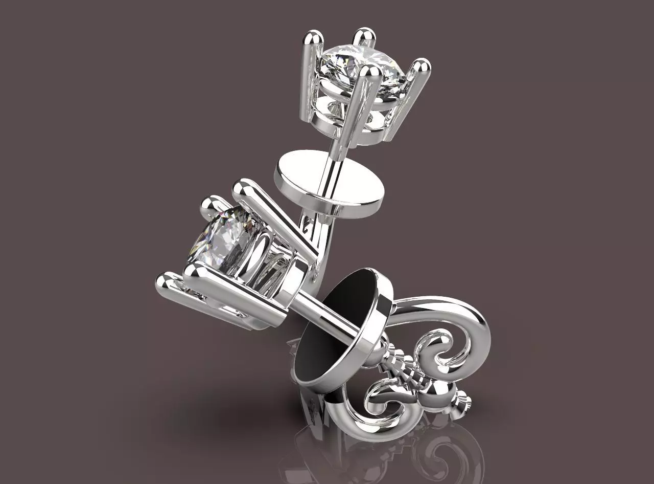 Earrings diamond stud earring 3D print model_0