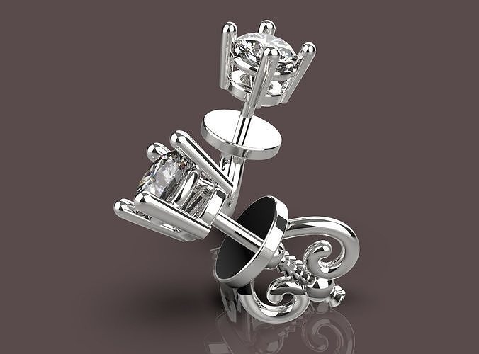 Earrings diamond stud earring 3D print model