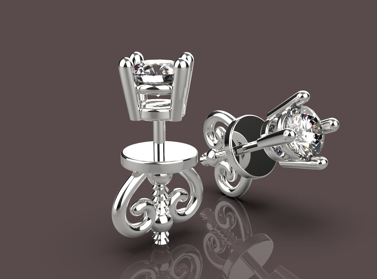 Earrings diamond stud earring 3D print model_1