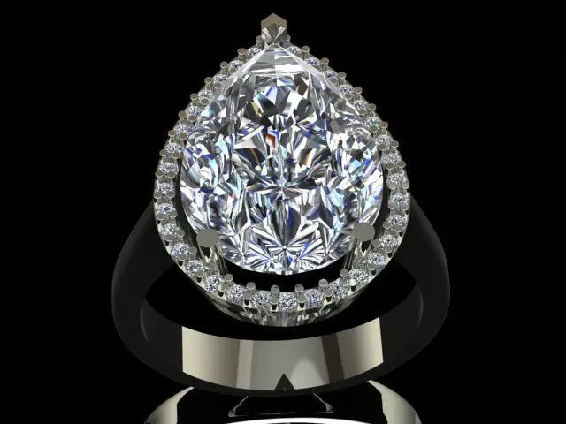 White Sapphire Luxury Golden Ring with Small Diamonds 3D print model