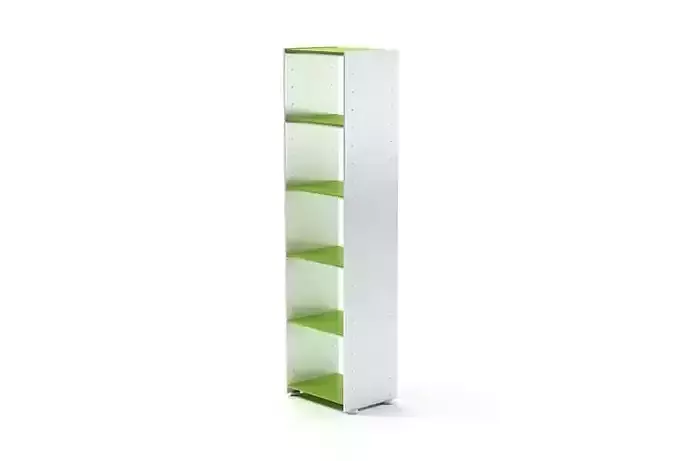 White And Green Shelving Units