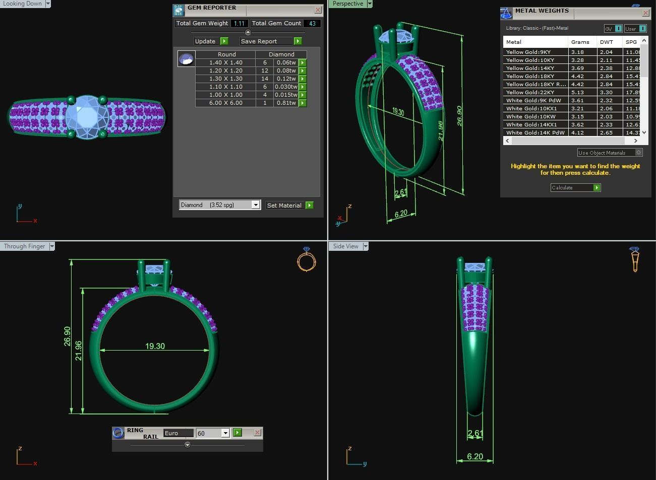 Diamond Jewelry Female Ring 3D print model 3D print model_4