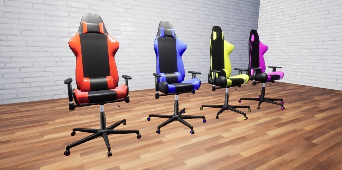 Low-Poly Gaming Chair Low-poly 3D model_3