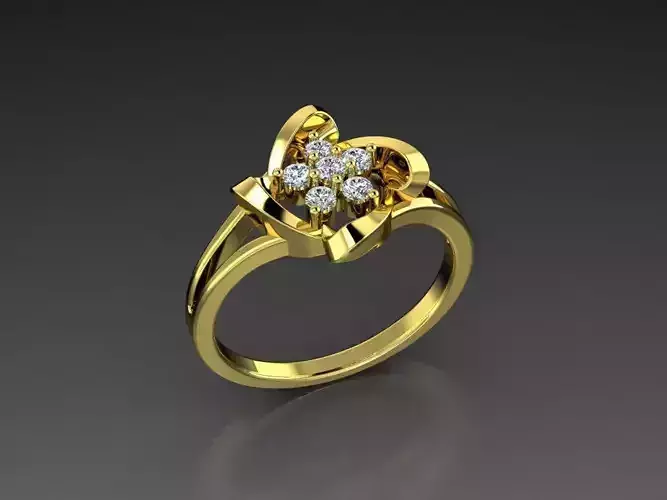 Diamond Jewelry Female Ring 3D print model 3D print model