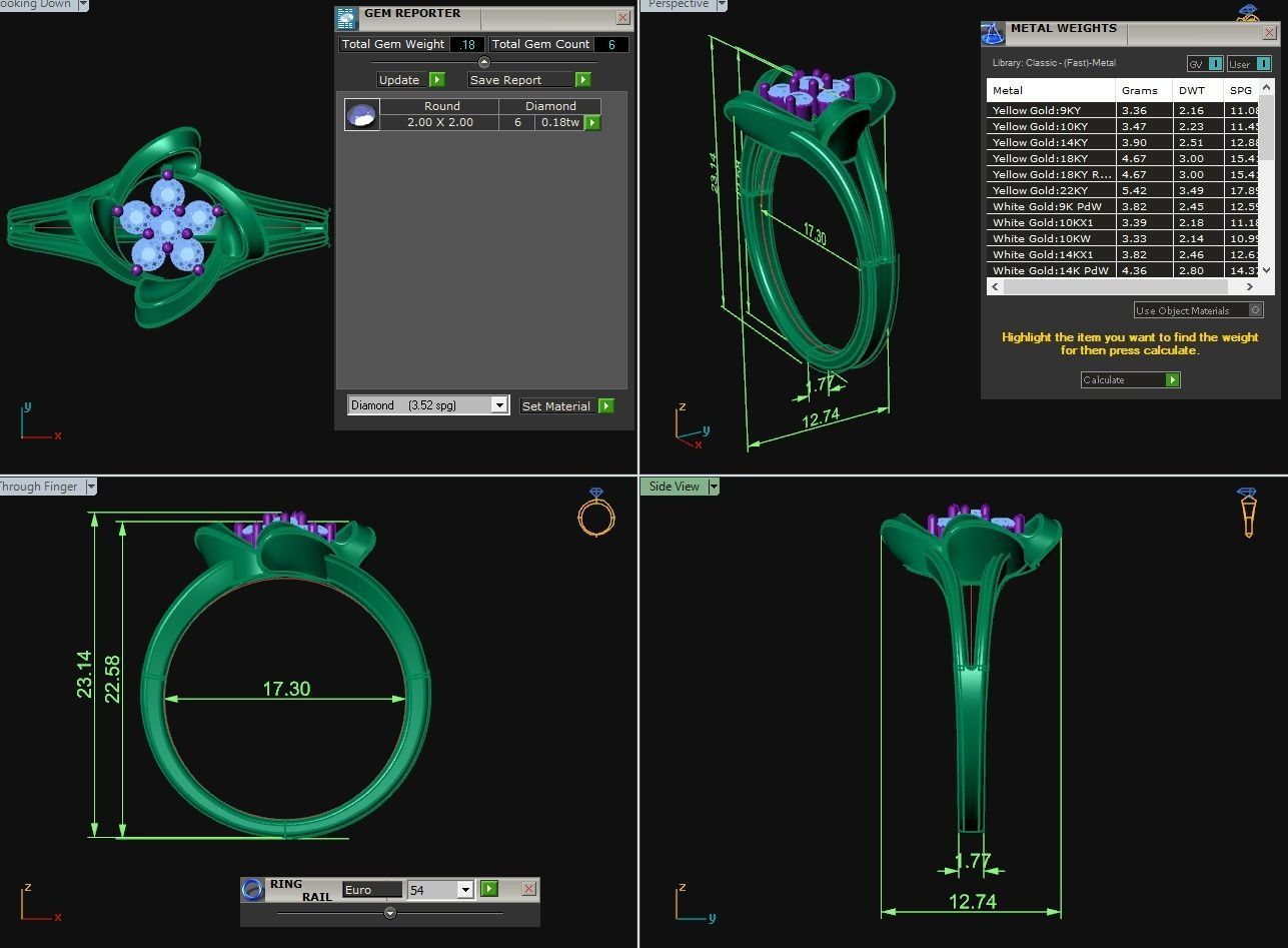 Diamond Jewelry Female Ring 3D print model 3D print model_3