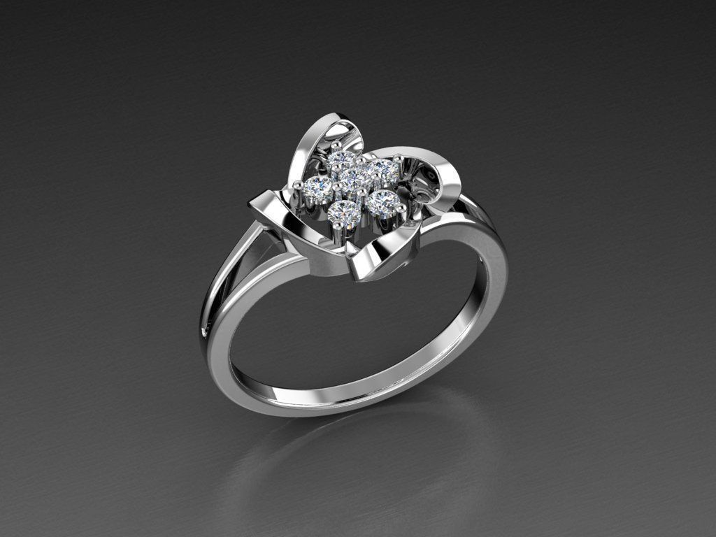 Diamond Jewelry Female Ring 3D print model 3D print model_10