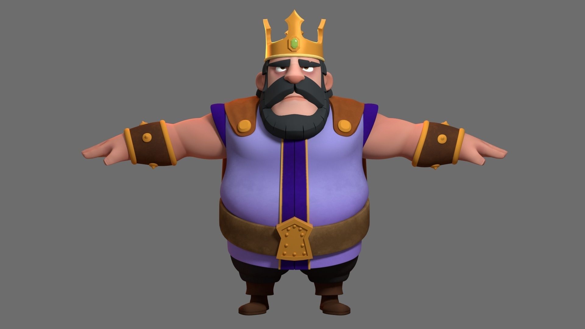 Rigged Cartoon King 3D model 3D model_2