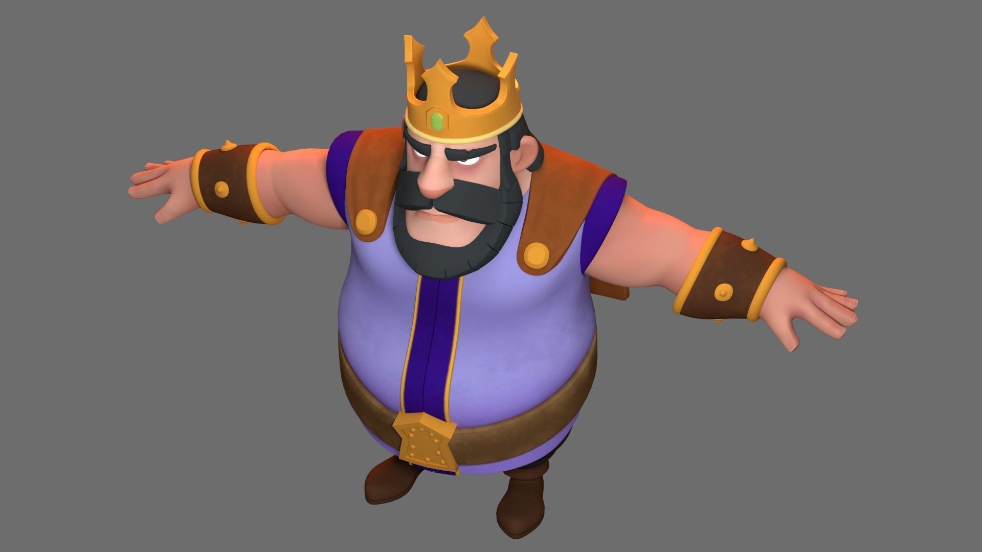 Rigged Cartoon King 3D model 3D model_4