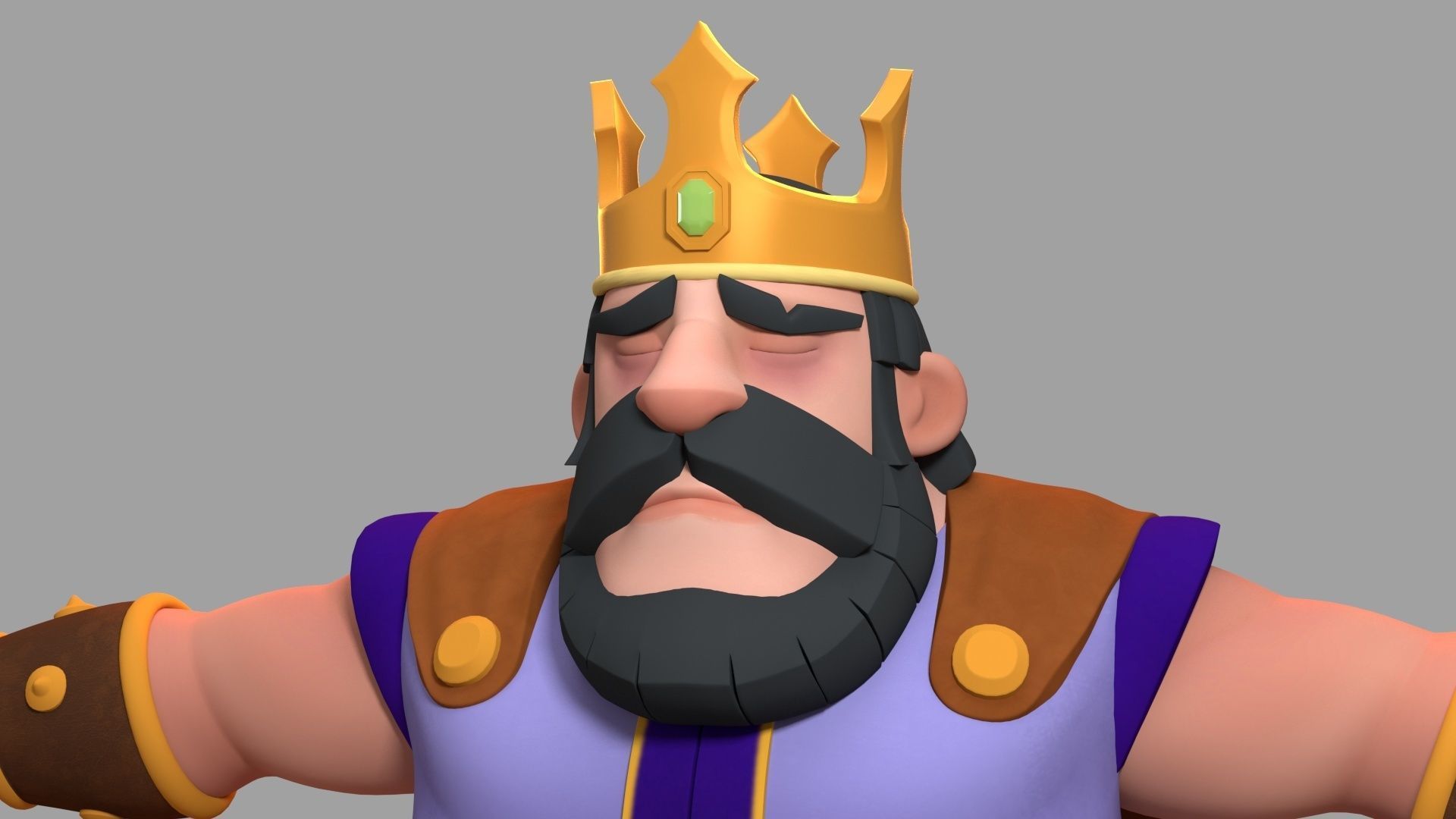Rigged Cartoon King 3D model 3D model_8