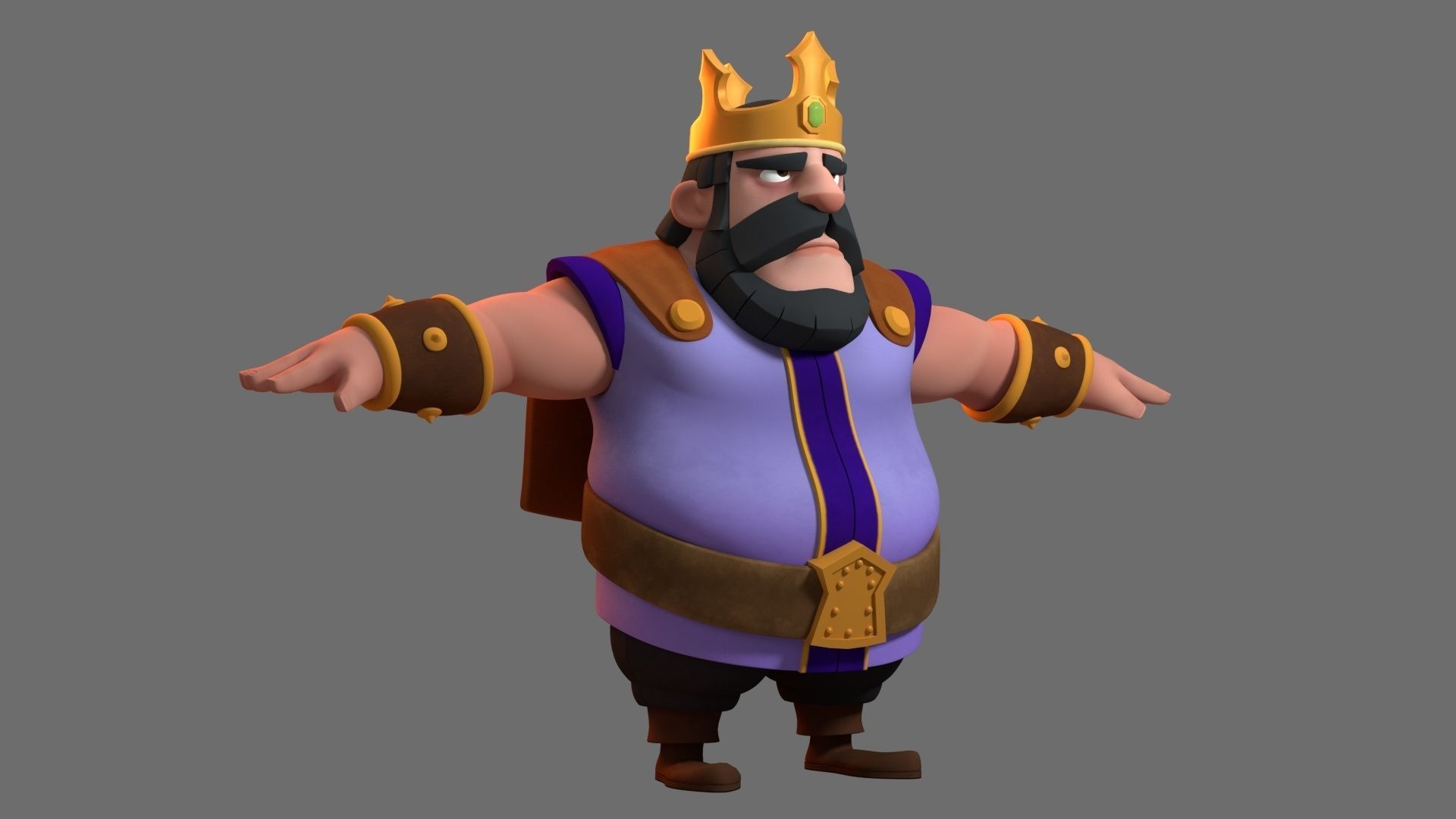 Rigged Cartoon King 3D model 3D model_3