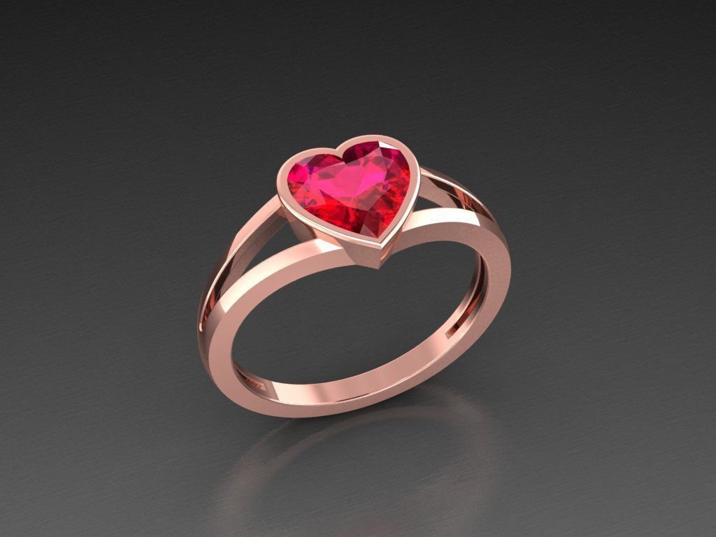 Diamond Jewelry Heart Women Ring  3D print model 3D print model_8