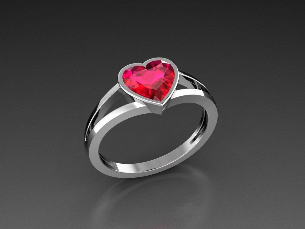 Diamond Jewelry Heart Women Ring  3D print model 3D print model_10