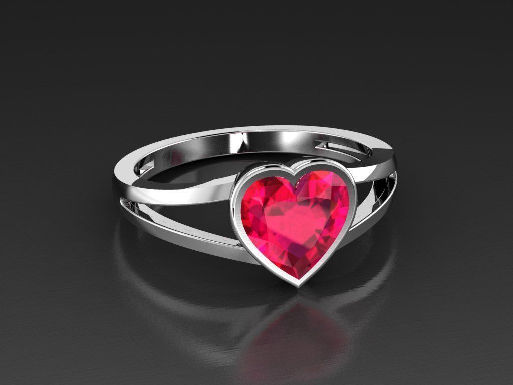 Diamond Jewelry Heart Women Ring  3D print model 3D print model_11