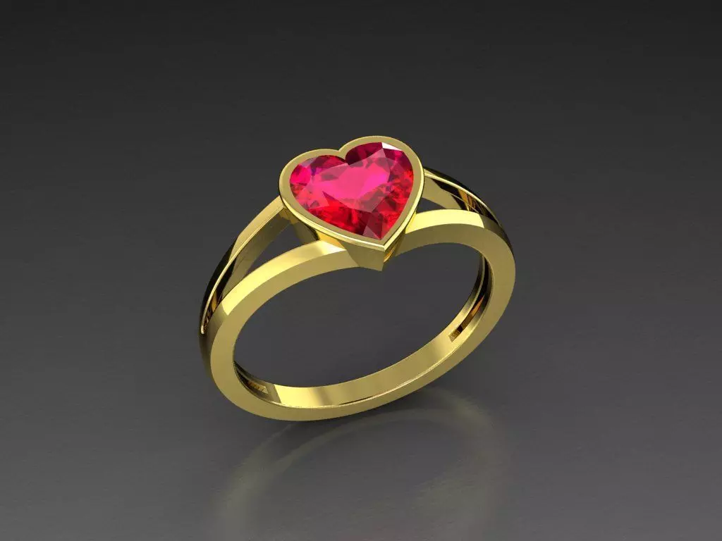 Diamond Jewelry Heart Women Ring  3D print model 3D print model_0