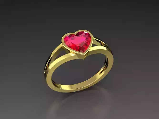 Diamond Jewelry Heart Women Ring  3D print model 3D print model