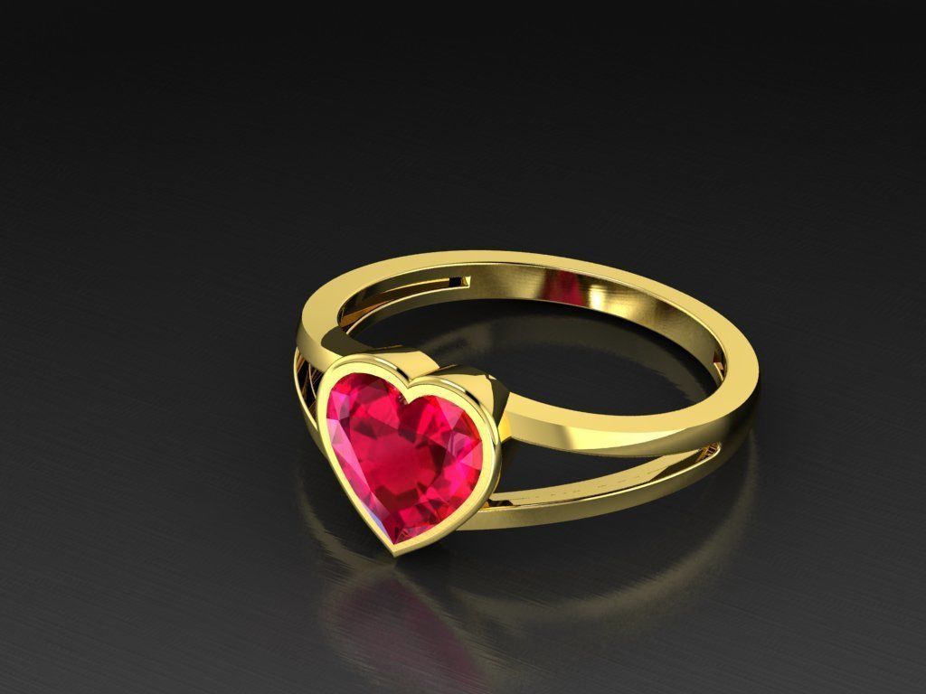 Diamond Jewelry Heart Women Ring  3D print model 3D print model_13