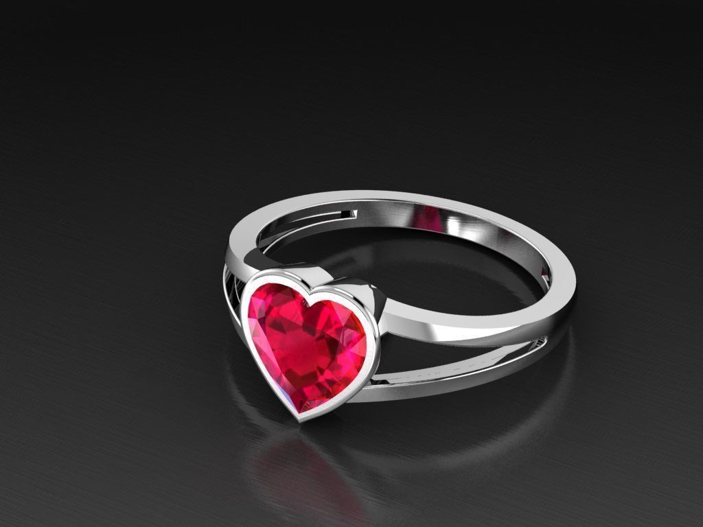Diamond Jewelry Heart Women Ring  3D print model 3D print model_2