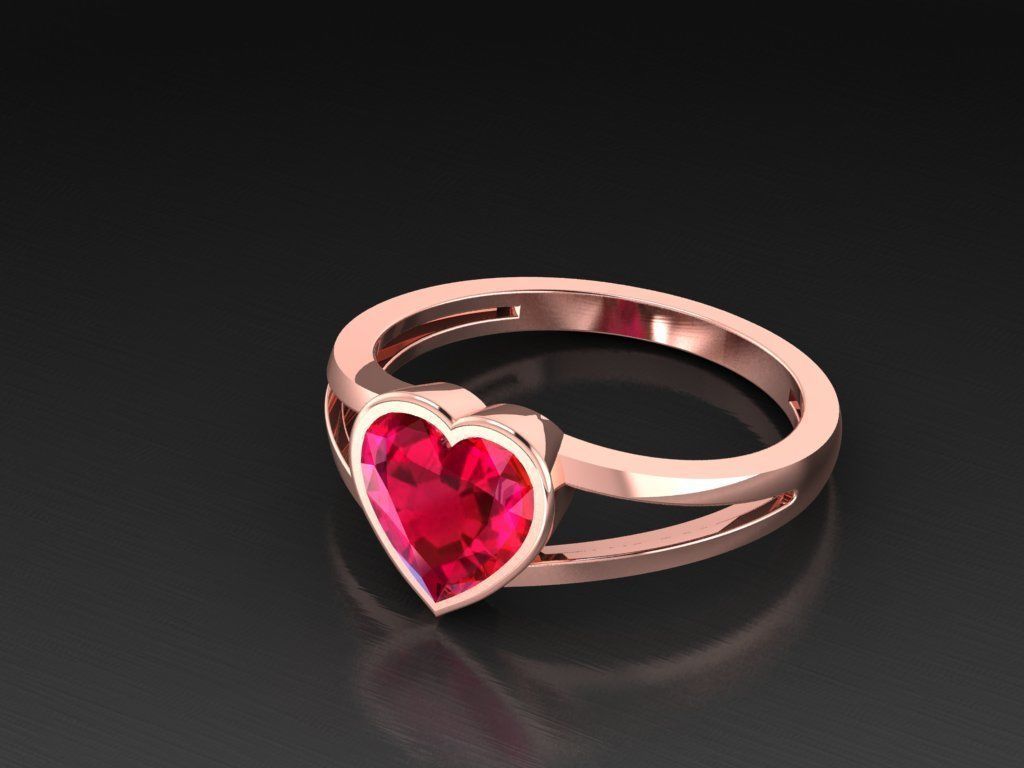 Diamond Jewelry Heart Women Ring  3D print model 3D print model_9