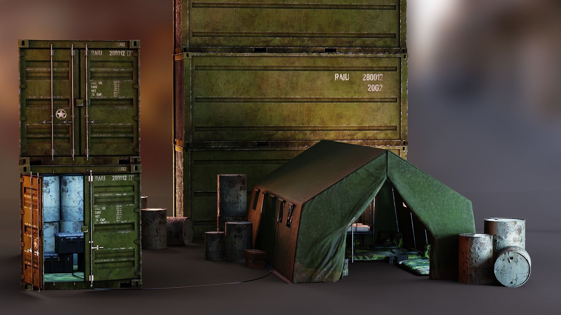 Military Base - Blender Full Scene Low-poly 3D model_9